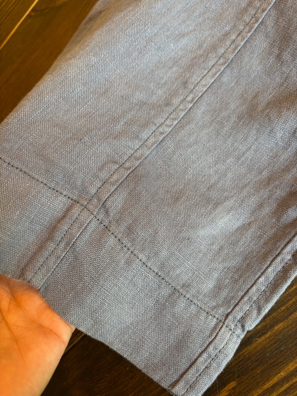 Nicole Miller 100% Linen Natural, Relaxed Fit Pants Large Slate Blue Gray Crop - Picture 4 of 10